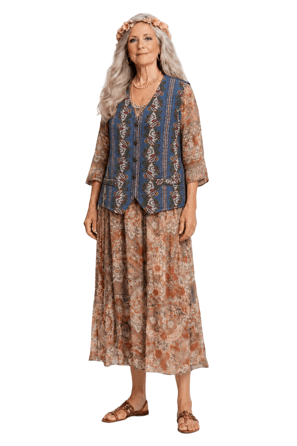 1970s Blue Cotton Blend Vest - Model