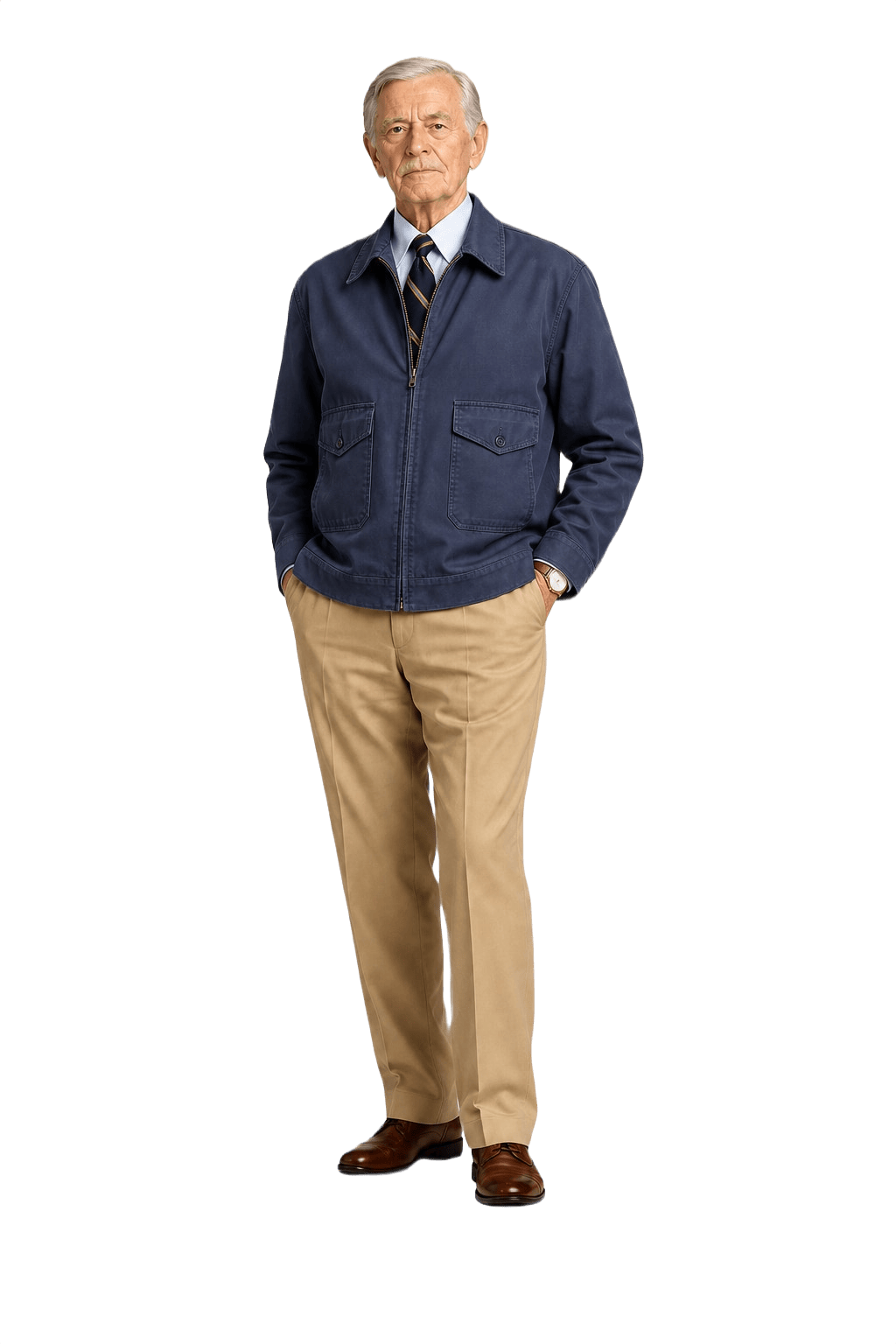 1970s Navy Blue Cotton Blend Jacket - Model