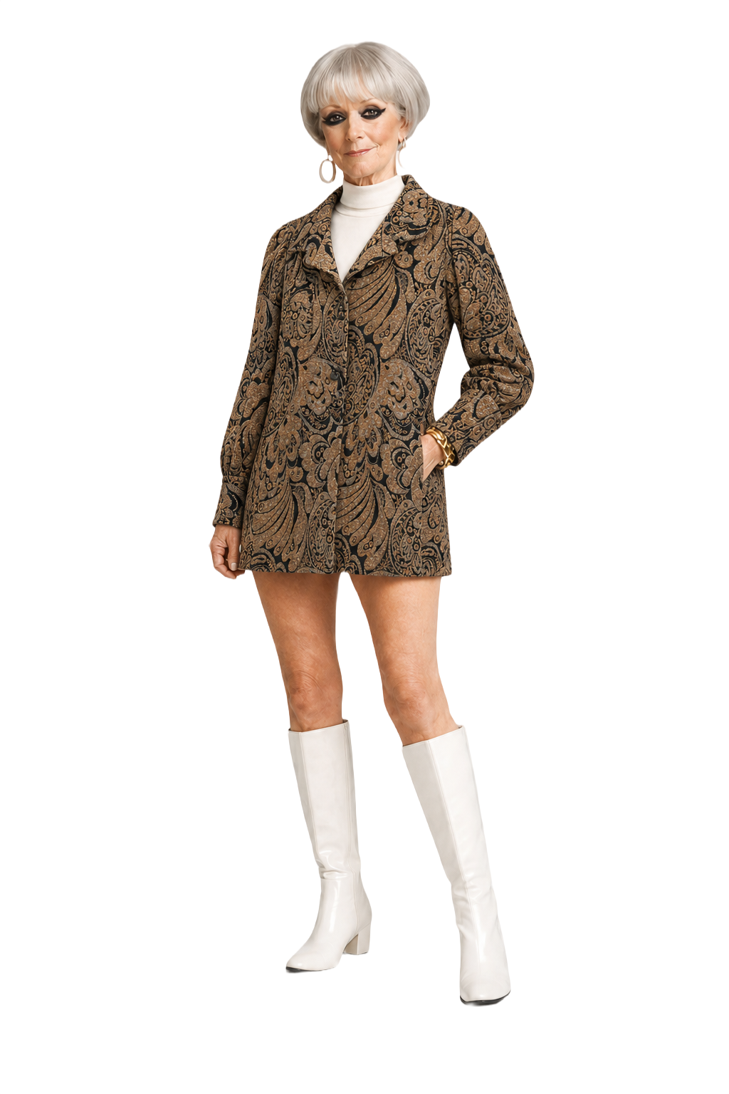 1960s Gold Polyester Blazer - Model