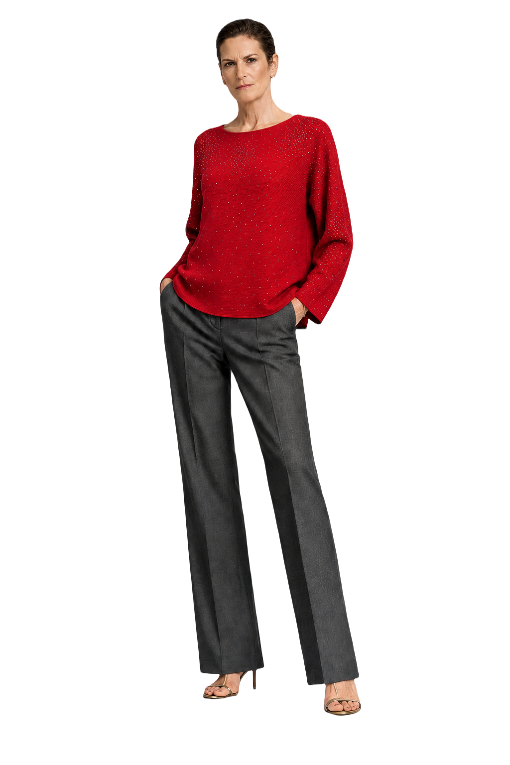 1990s Red Synthetic Blend Sweater - Model