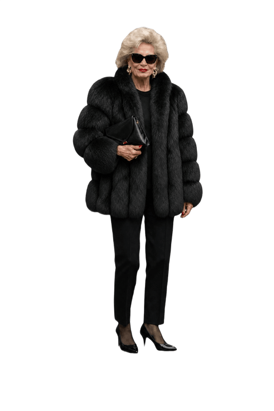 1990s Black Faux Fur Fur Coat - Model
