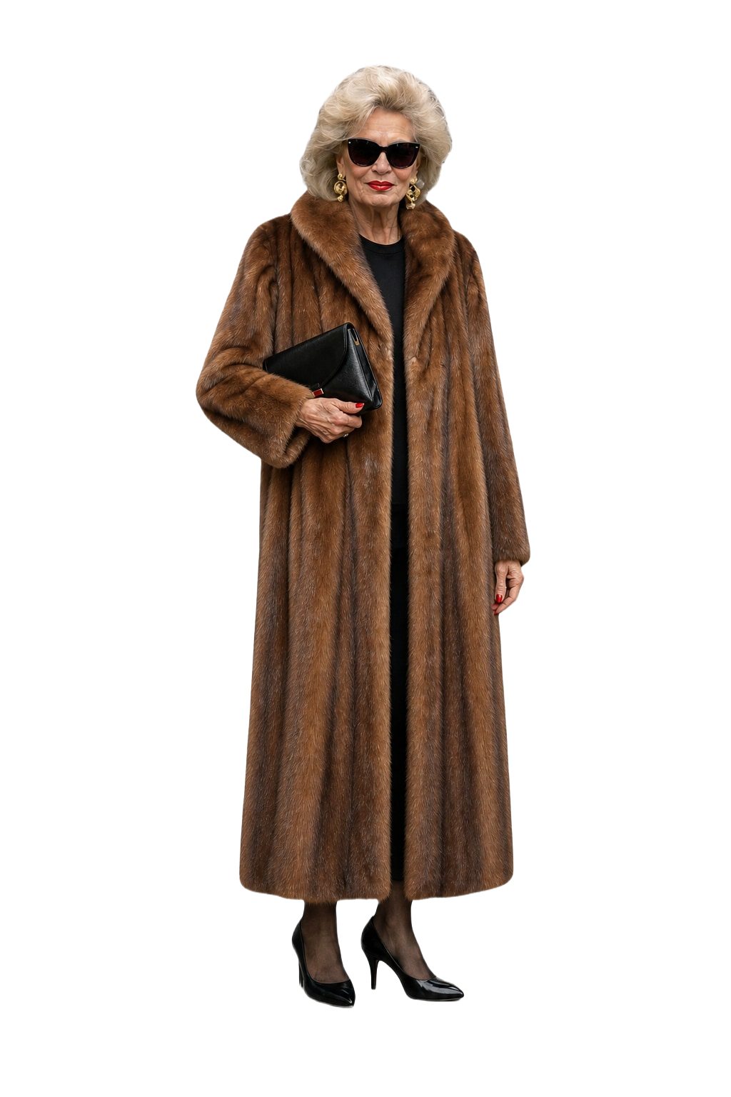 1980s Brown Fur Coat - Model