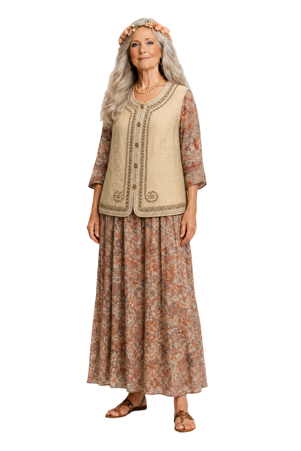 1970s Beige Cotton Vest - Model