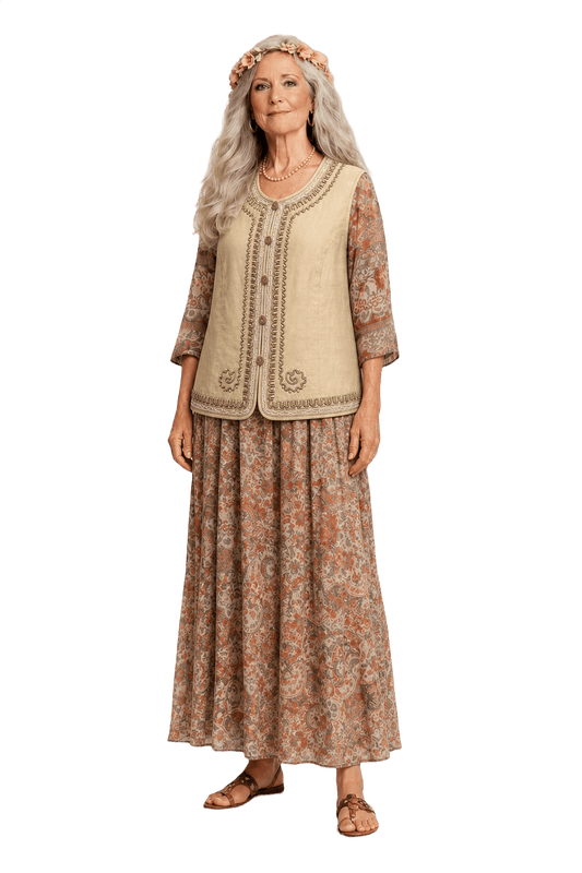 1970s Beige Cotton Vest - Model