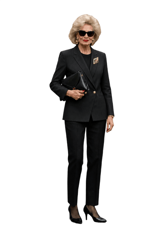 1980s Black Wool Blend Blazer - Model