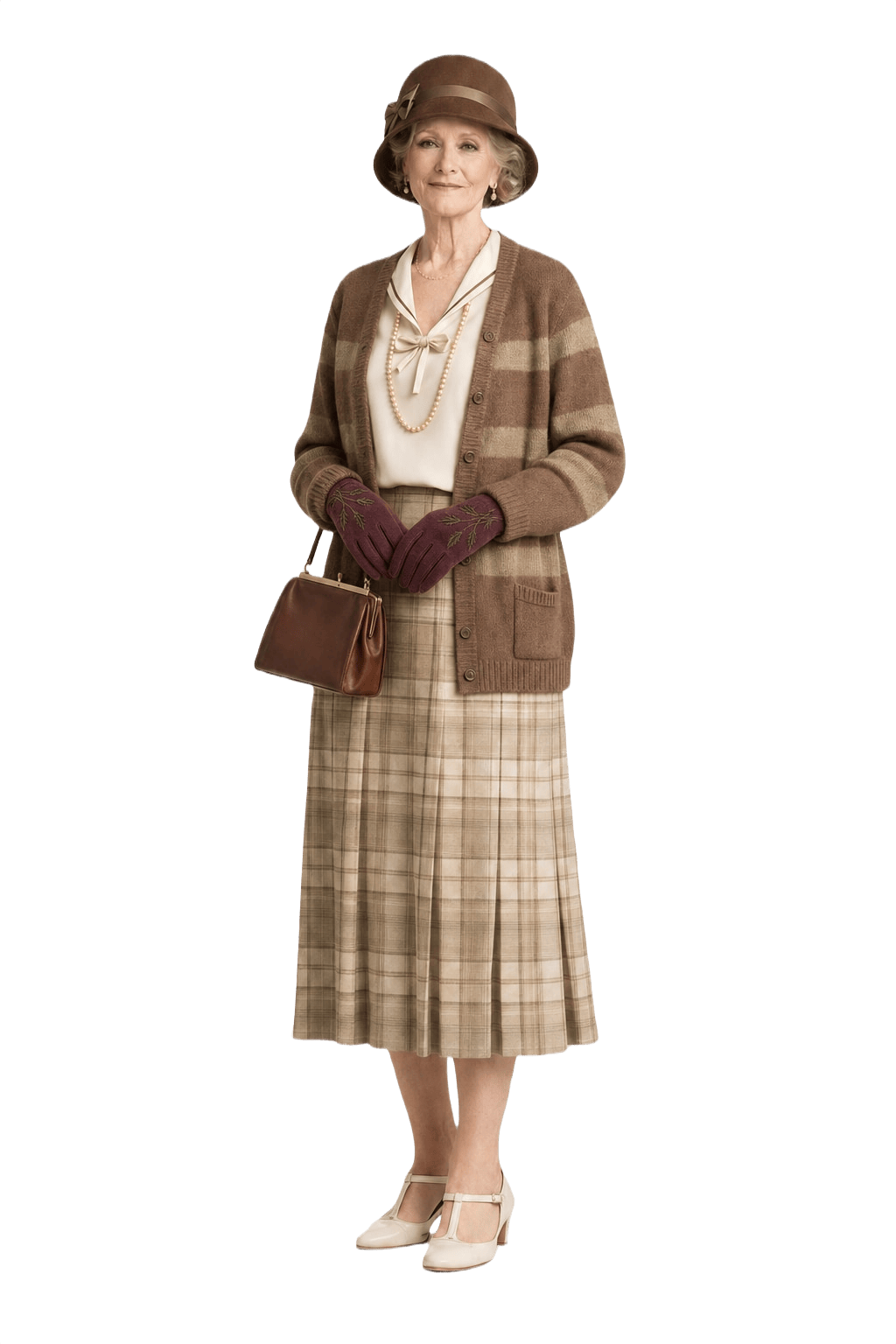 1930s Burgundy Suede Gloves - Model