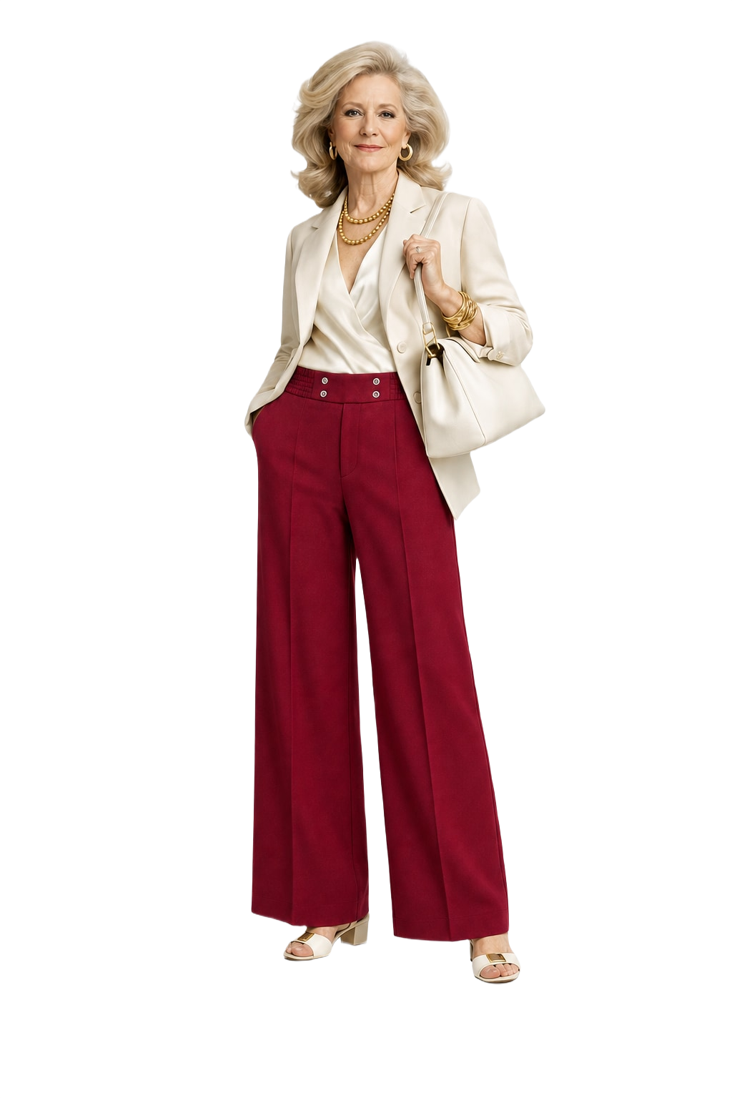 1970s Burgundy Polyester Pants - Model
