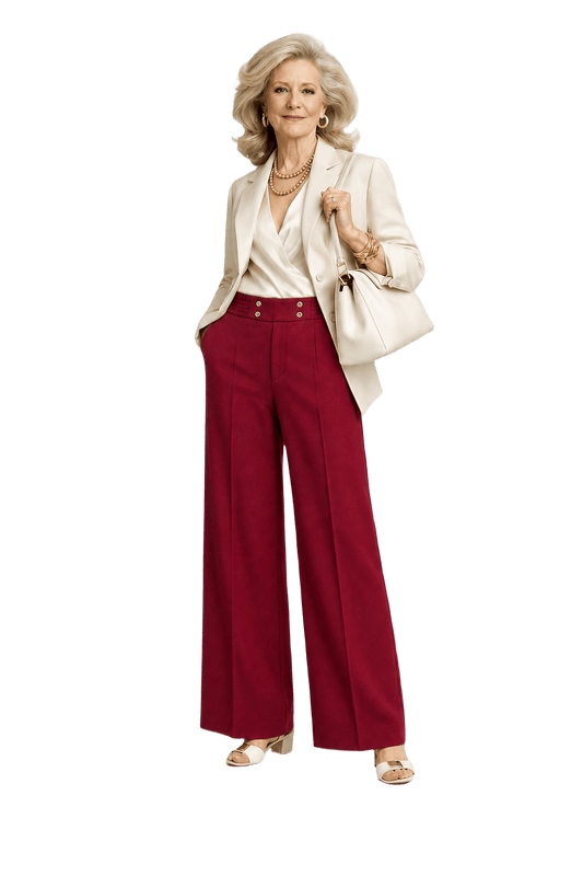 1970s Burgundy Polyester Pants - Model