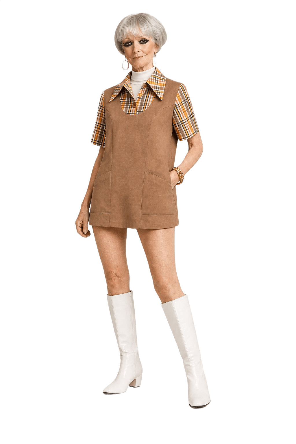 1960s Brown Cotton Blouse - Model