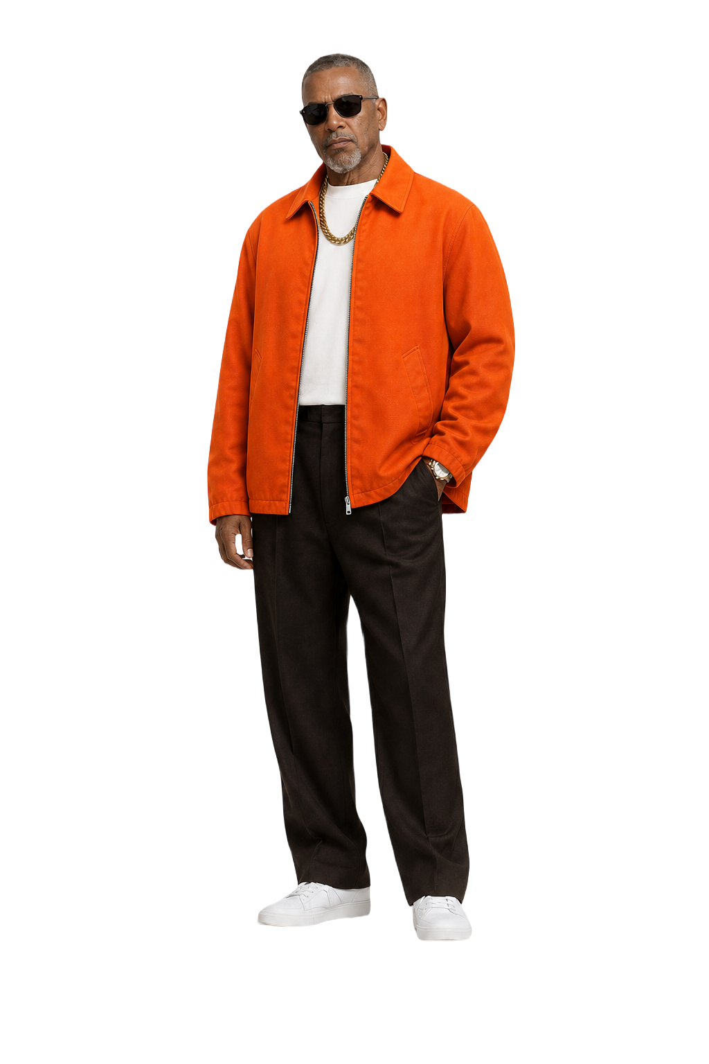 1990s Bright Orange Cotton Blend Jacket - Model