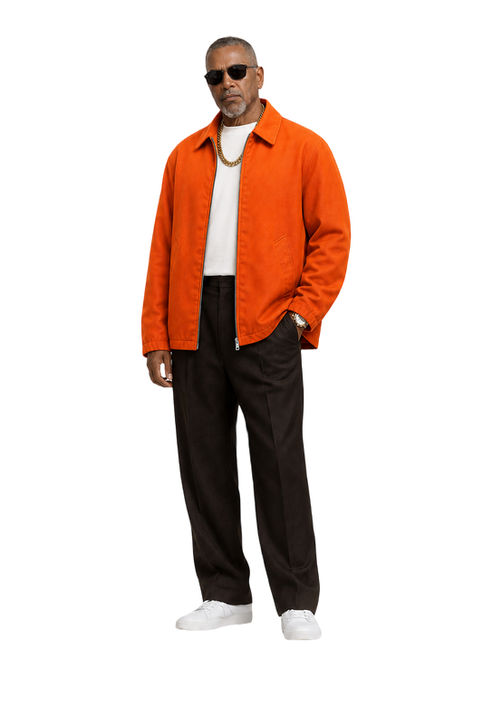 1990s Bright Orange Cotton Blend Jacket - Model