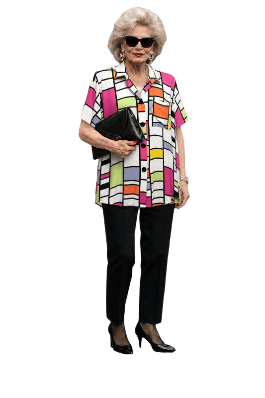 1980s Multicolored Rayon Shirt - Model