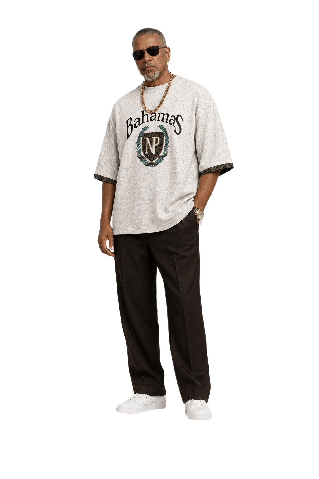 1990s Light Gray Cotton T-Shirt - Model