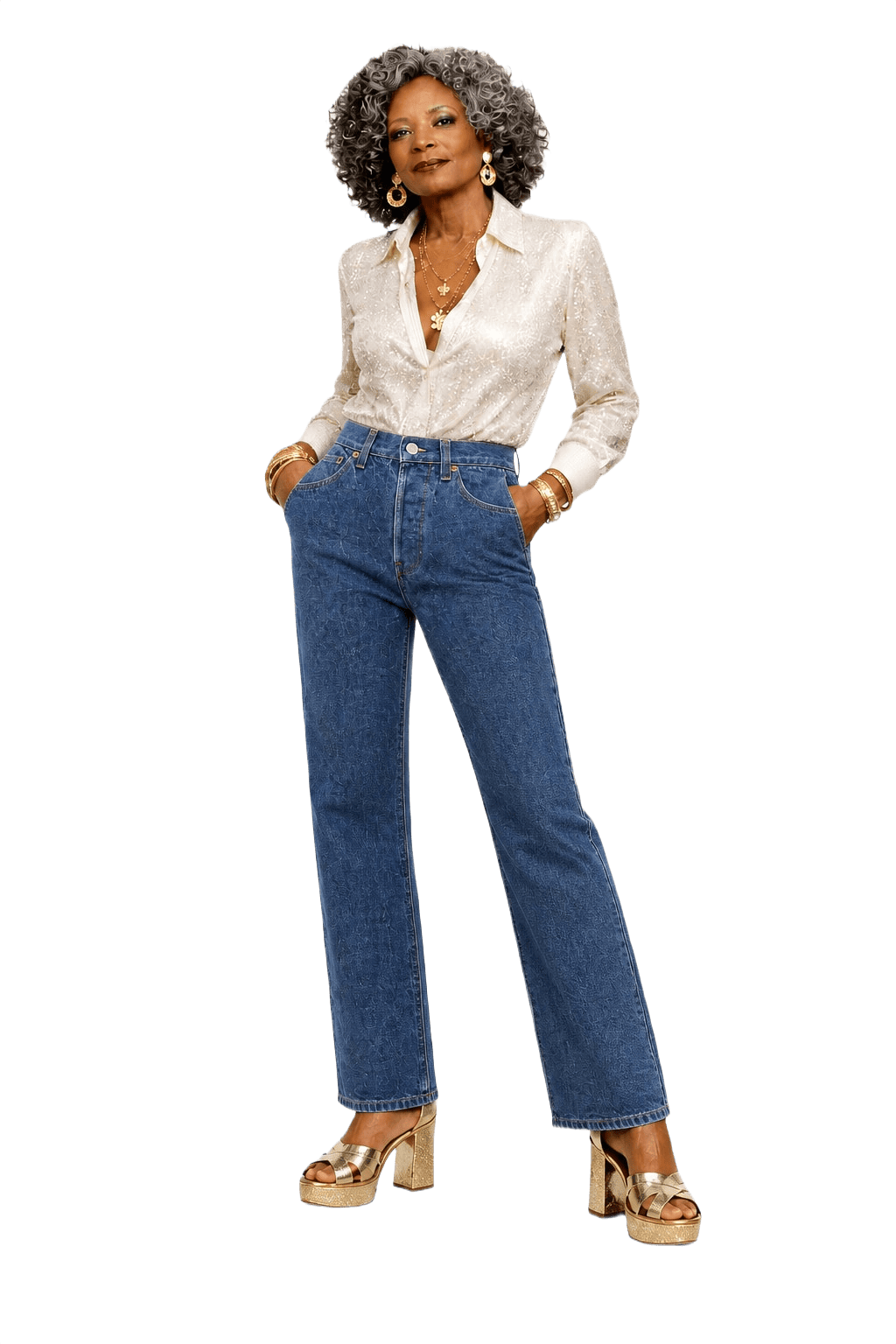 1980s Blue Denim Jeans - Model