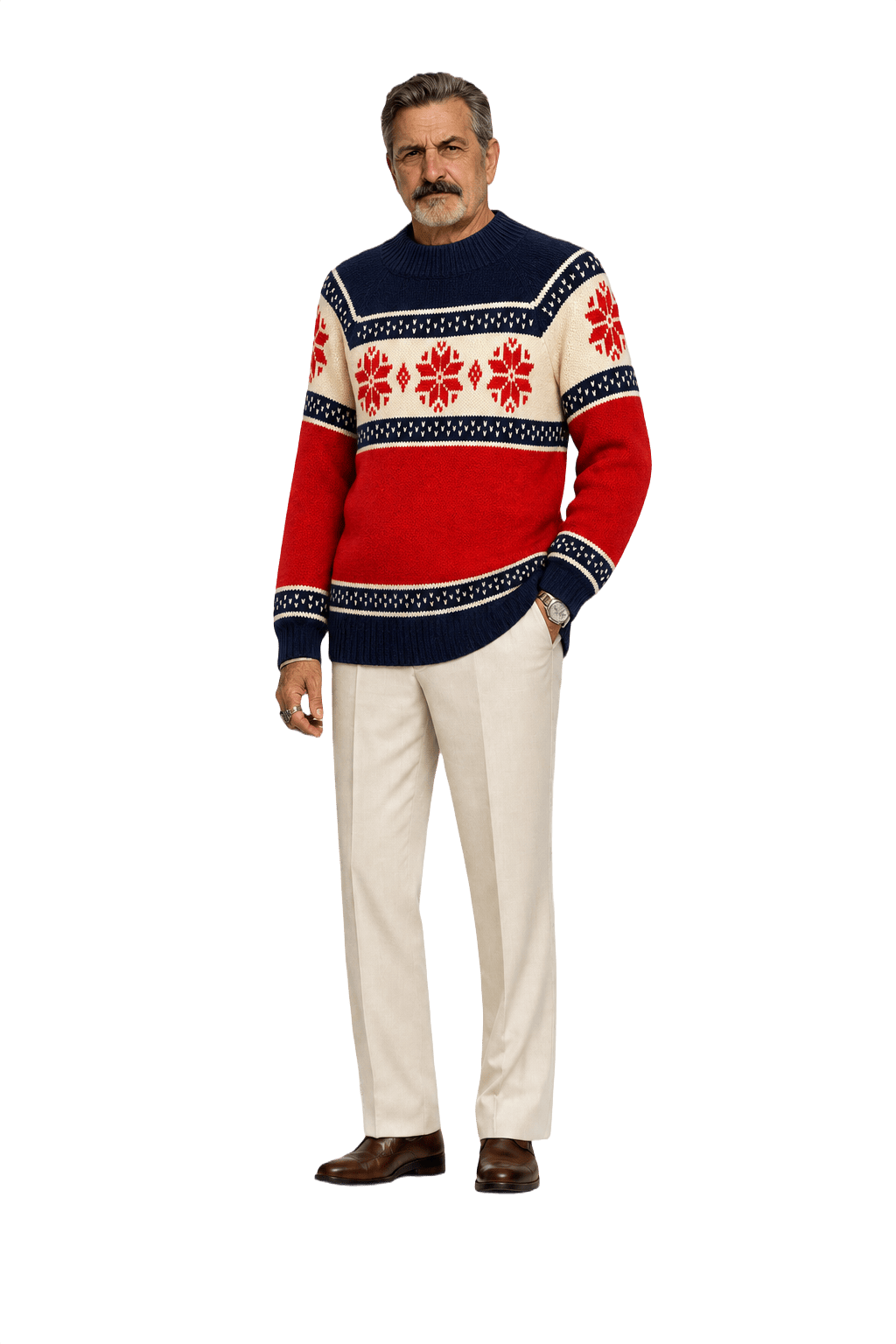 1980s Navy Blue Wool Sweater - Model