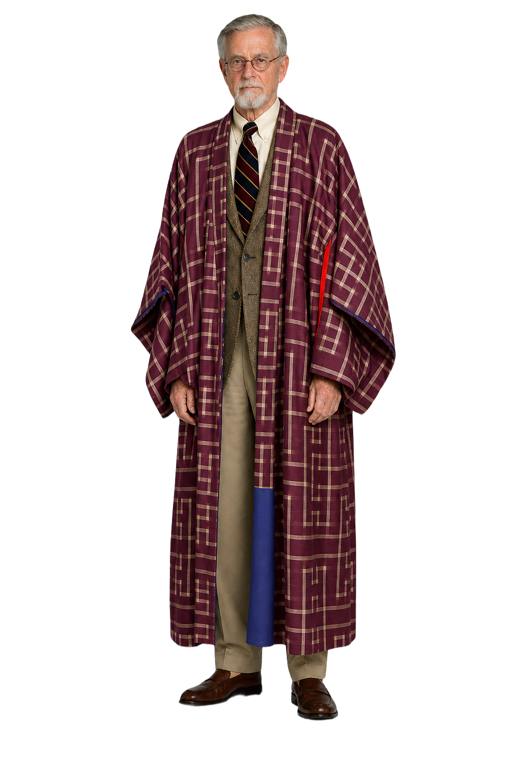 1950s Burgundy Silk Kimono - Model