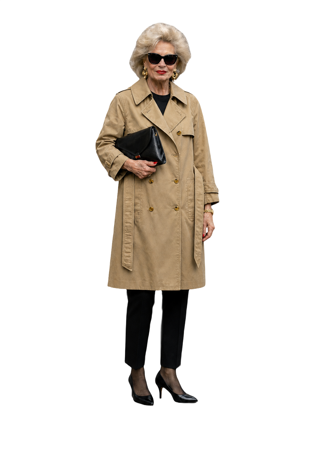1980s Beige Smooth Trench Coat - Model