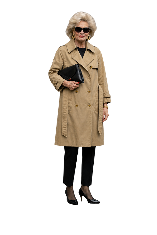 1980s Beige Smooth Trench Coat - Model