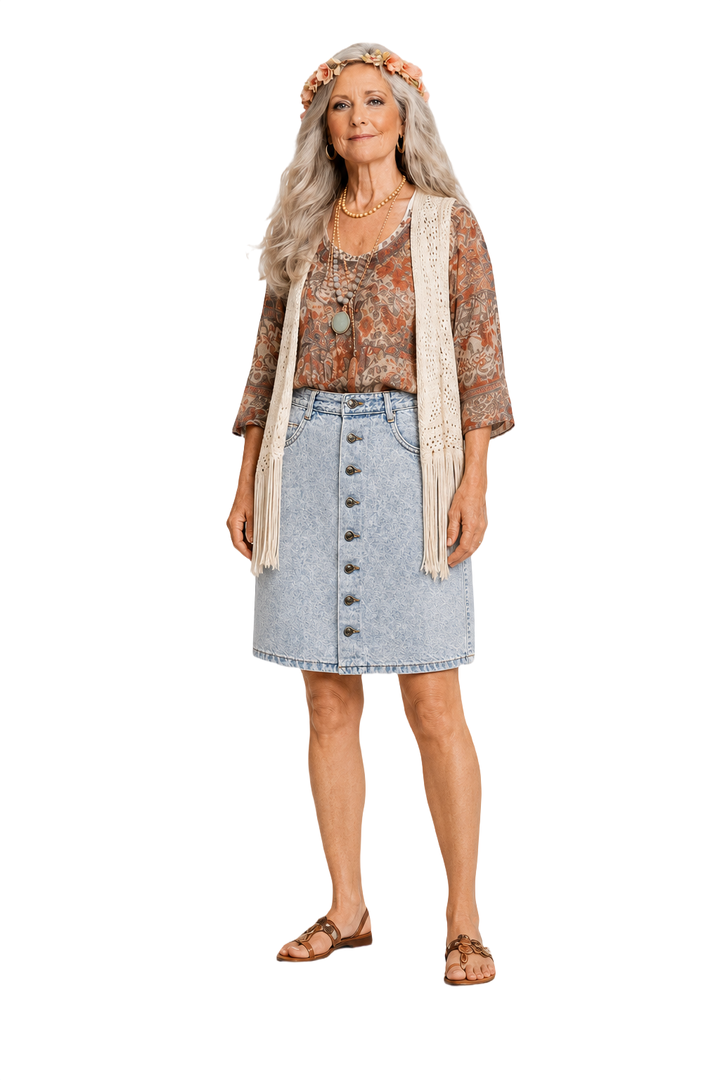 1970s Light Blue Denim Skirt - Model
