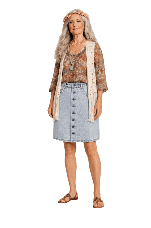 1970s Light Blue Denim Skirt - Model