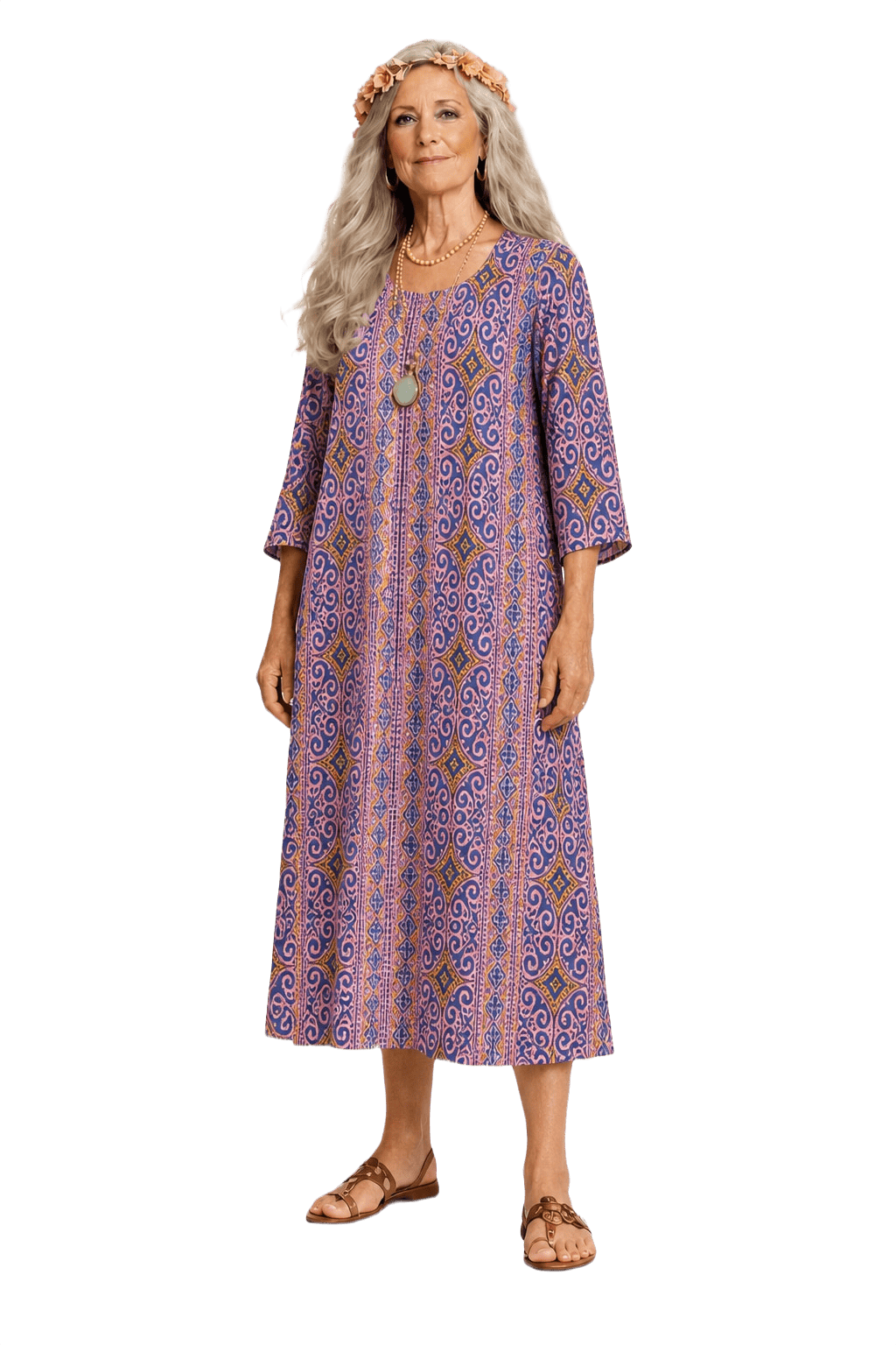 1970s Pink Cotton Dress - Model