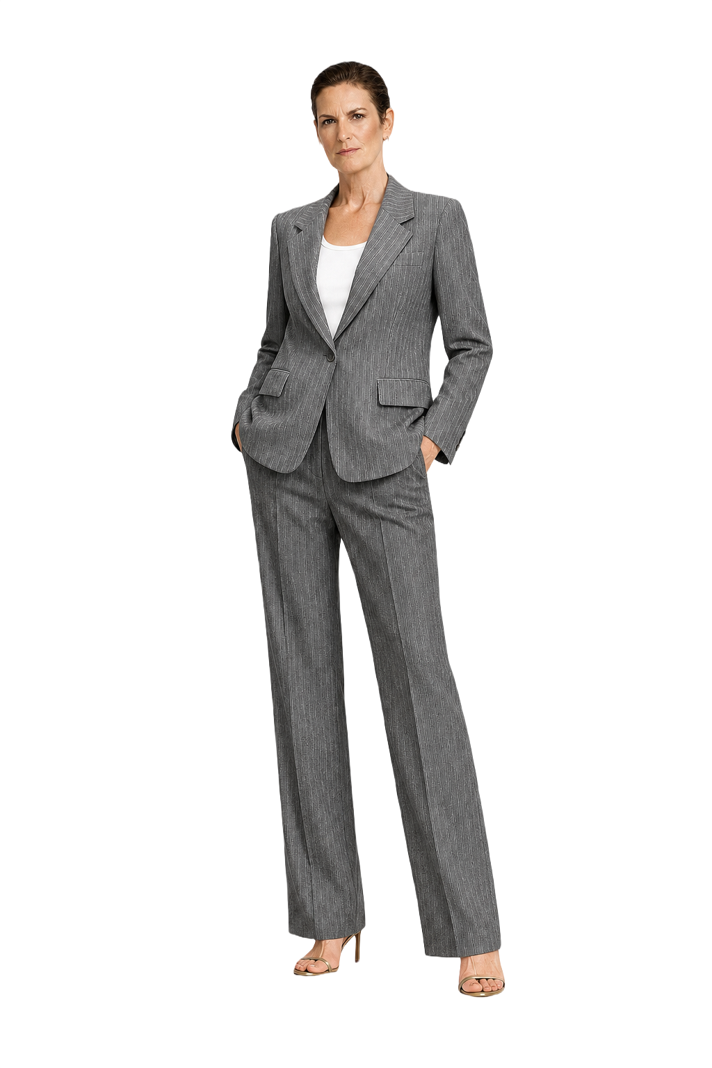 1990s Grey Wool Blend Blazer Set - Model
