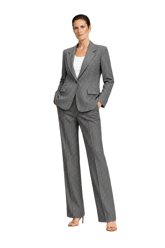 1990s Grey Wool Blend Blazer Set - Model