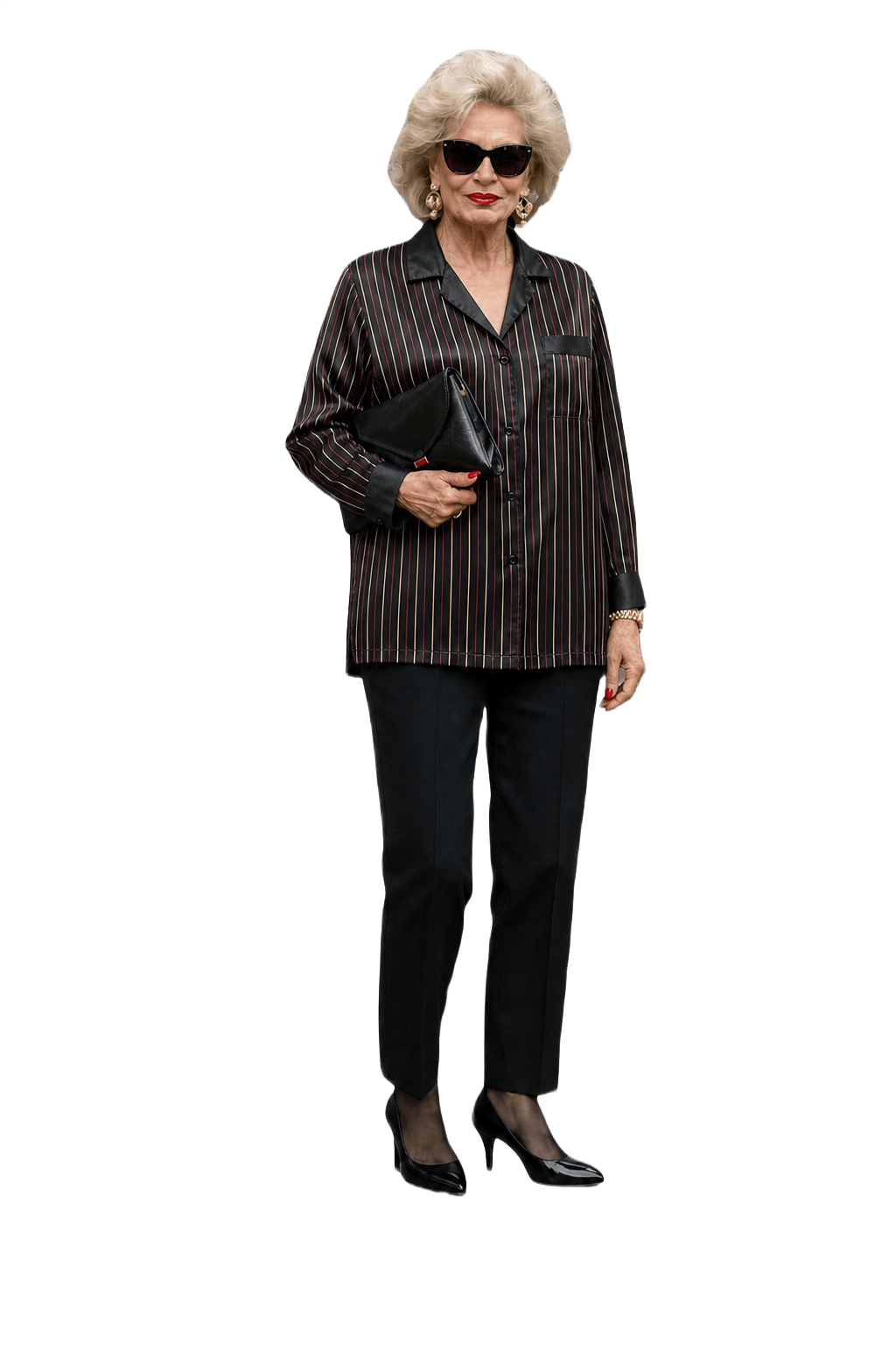 1980s Black Polyester Blend Button-Up Shirt - Model