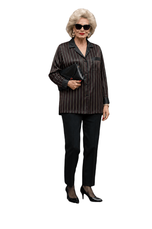 1980s Black Polyester Blend Button-Up Shirt - Model
