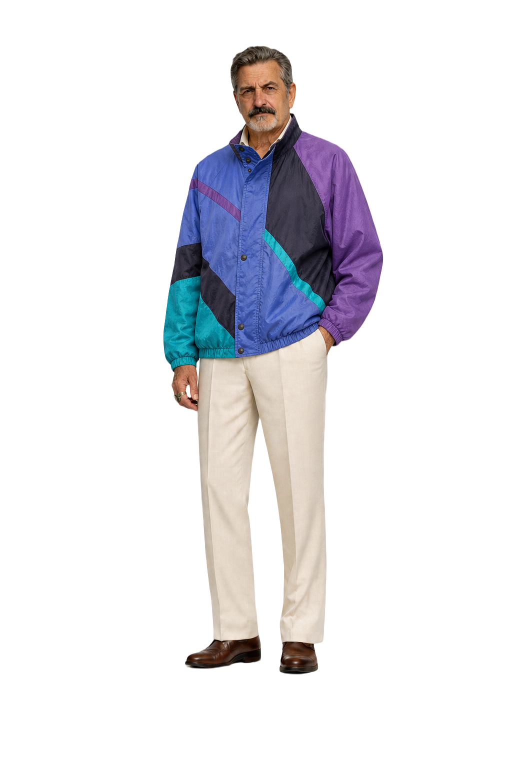 1980s Blue Nylon Windbreaker - Model