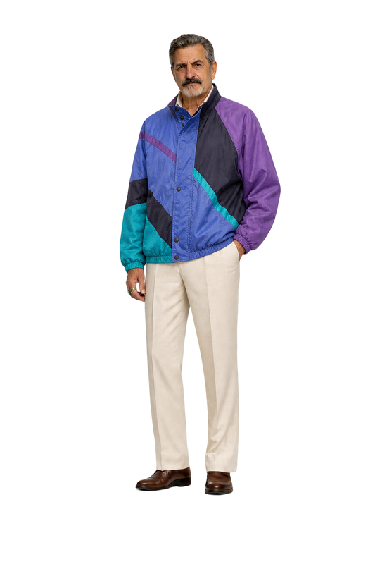 1980s Blue Nylon Windbreaker - Model