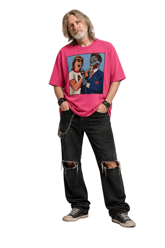1990s Bright Pink Cotton T-Shirt - Model