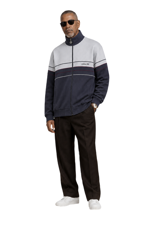 1990s Navy Blue Synthetic Blend Track Jacket - Model