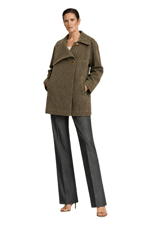 1990s Olive Green Wool Blend Coat - Model
