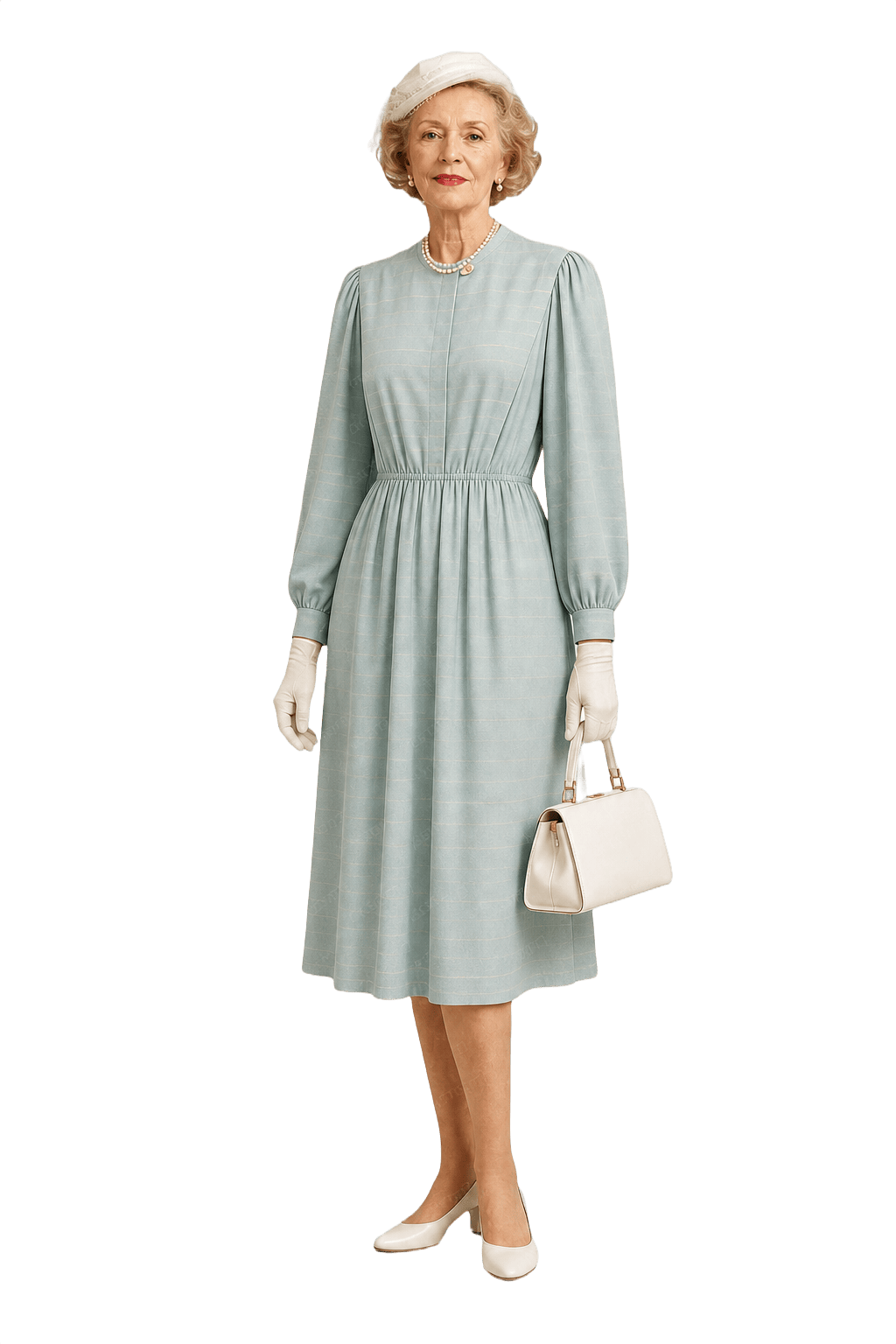 1960s Light Blue Cotton Dress - Model