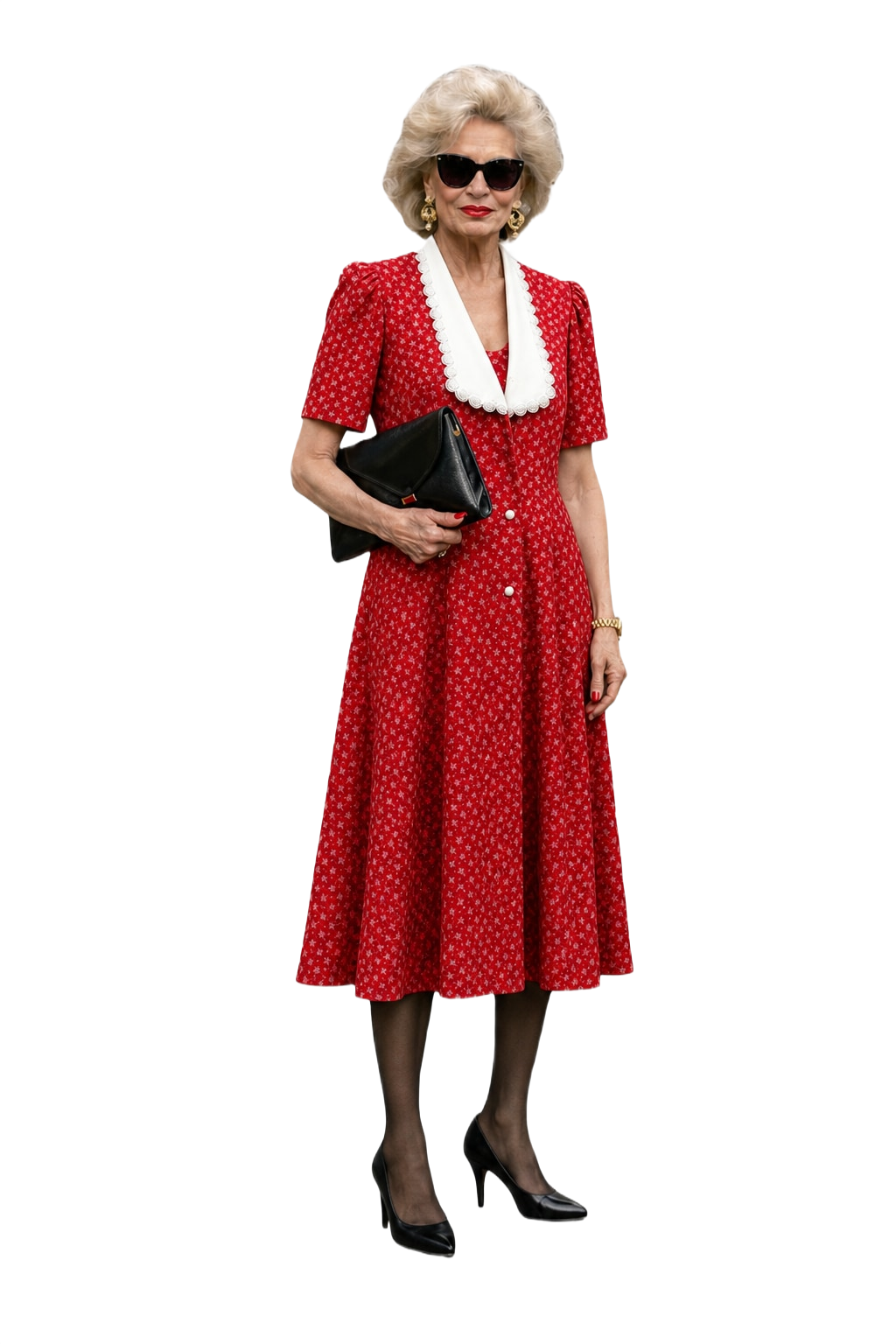 1980s Red Rayon Dress - Model