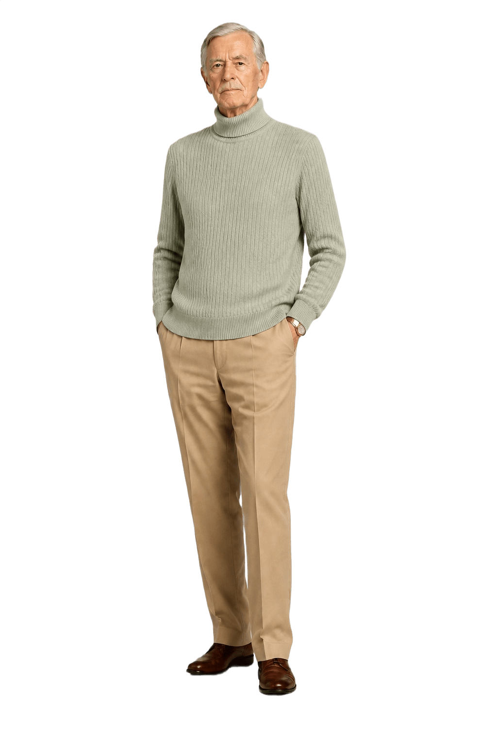 1990s Light Olive Green Wool Sweater - Model