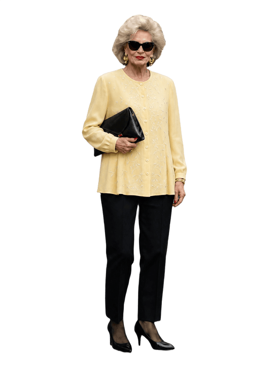 1980s Beige Silk Blouse - Model