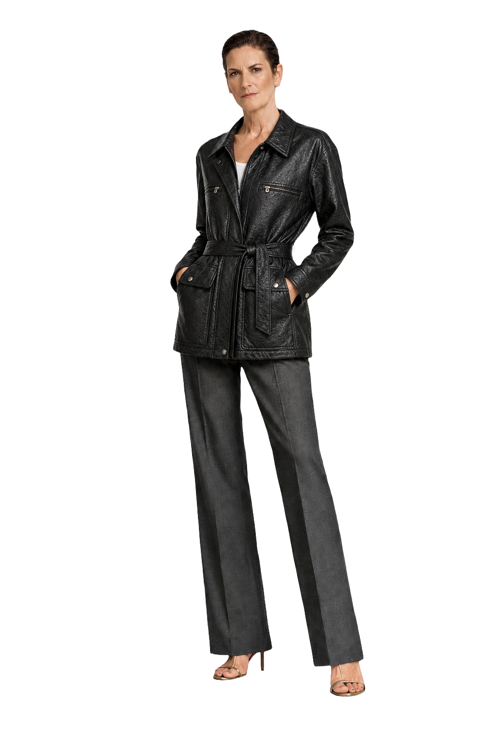 1990s Black Leather Jacket - Model