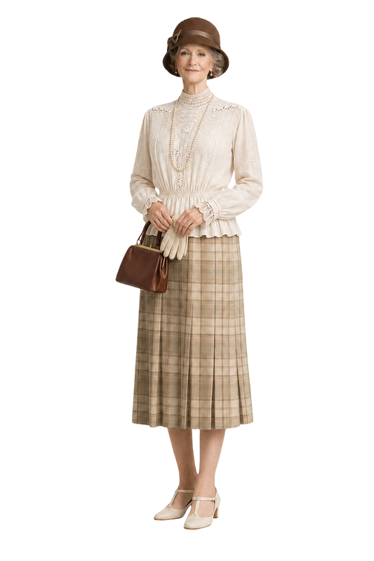 1930s Cream White Cotton Blouse - Model