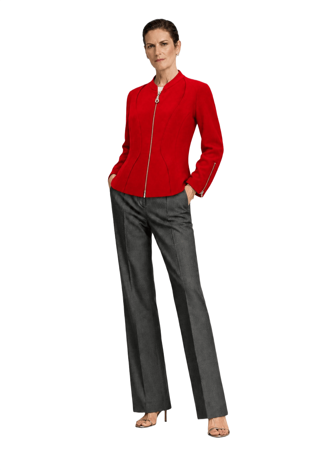 1990s Bright Red Polyester Jacket - Model