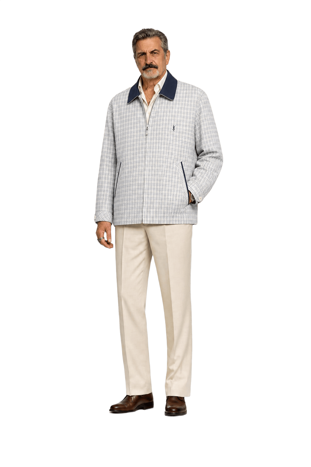 1980s White Cotton Blend Jacket - Model