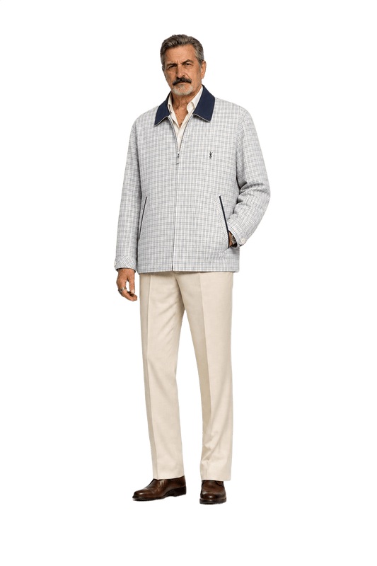 1980s White Cotton Blend Jacket - Model