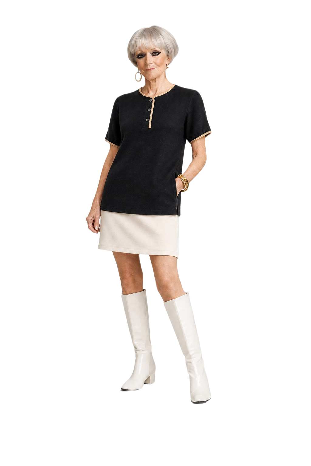 1960s Black Cotton T-Shirt - Model
