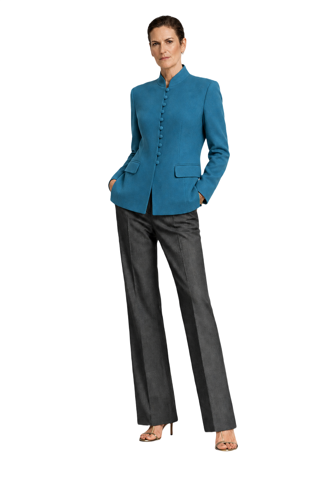 1990s Teal Wool Blend Jacket - Model