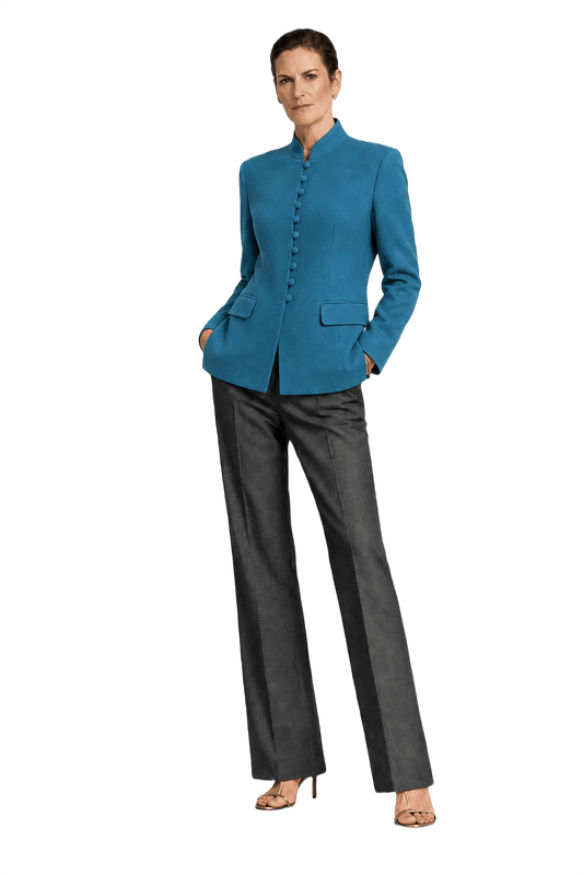1990s Teal Wool Blend Jacket - Model