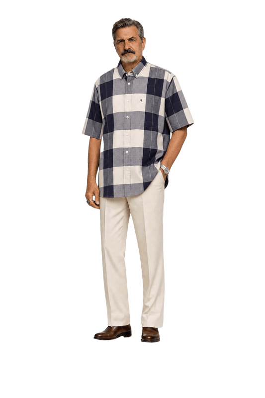 1980s Navy Blue Cotton Shirt - Model
