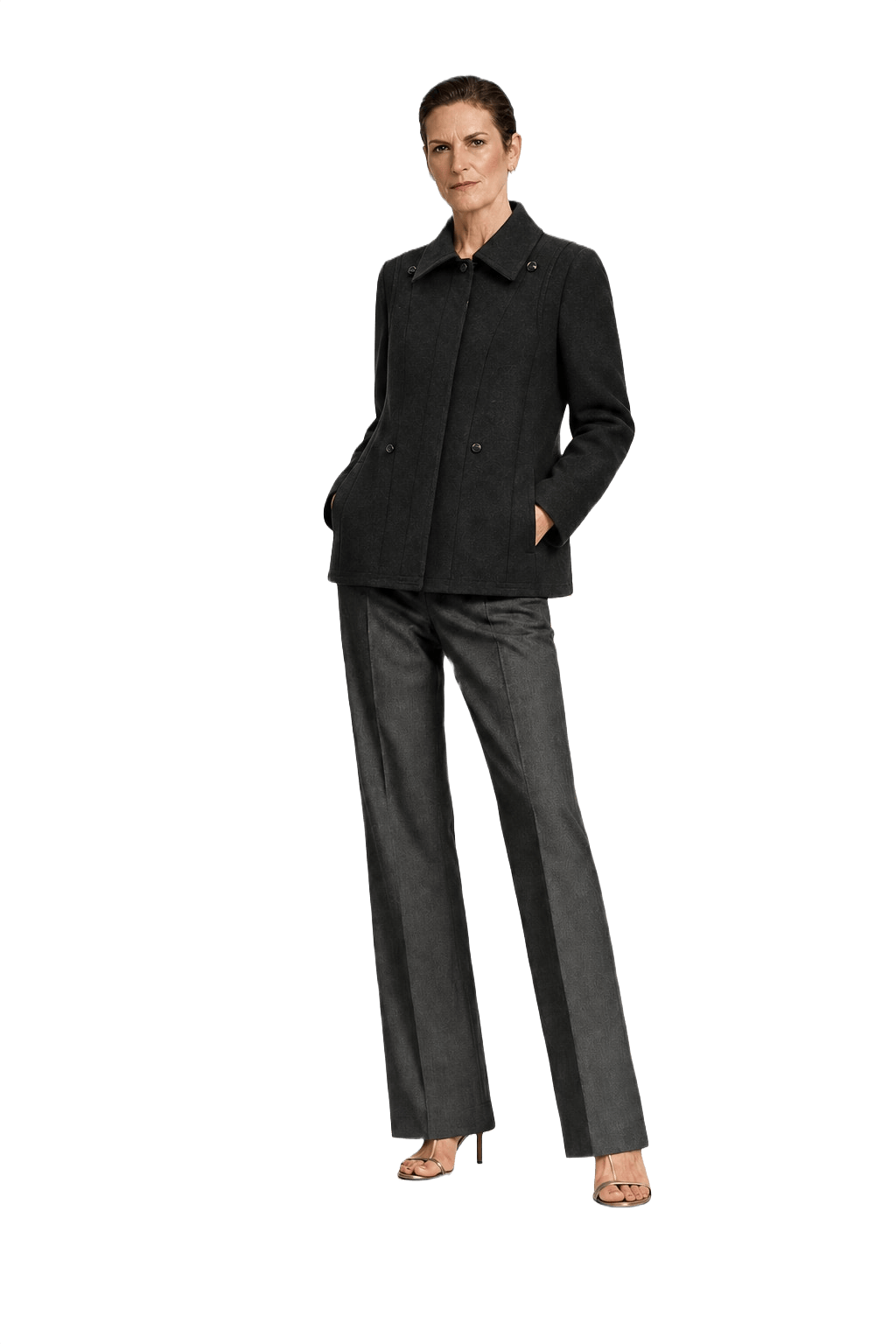 1990s Black Wool Jacket - Model