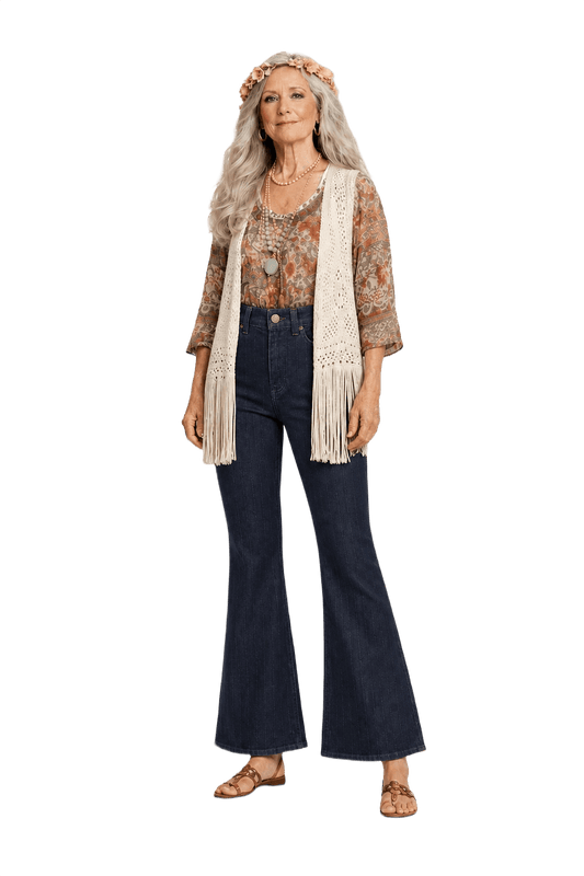 1970s Dark Navy Denim Trousers - Model