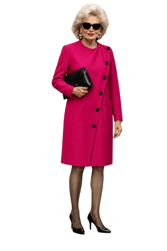 1980s Magenta Synthetic Dress - Model